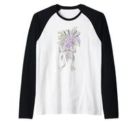 Jardín botánico de Flores de glicina púrpura Floral Camiseta Manga Raglan