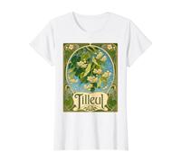 Jardín botánico de Tilo en Flor de Tilo de Estilo Art Nouveau Camiseta gráfica económica, Mujer, Blanco, XS