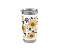 Jardín botánico floral azul girasol, verano de granja Vaso térmico de acero inoxidable de doble pared