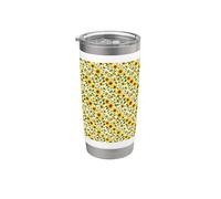 Jardín Botánico Floral Girasol Amarillo Cottagecore Vaso térmico de acero inoxidable de doble pared