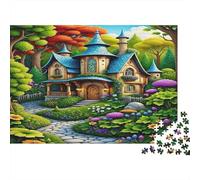 Jardín Cabaña Fantasía Rompecabezas 1000 Piezas Adultos Casa Cuento Hadas Jardín Arroyo Verde Premium Grueso Resistente Vibrante Desafiante Difícil Alivio Estrés 38x26cm/1000pcs