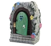Jardín camino luz solar escalera ornamento resina, escultura de puerta de hadas, resistente a la intemperie, decoración al aire libre encantada miniatura decoración de jardín