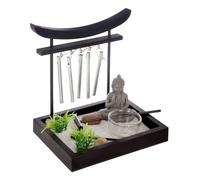 ATMOSPHERA CREATEUR D'INTERIEUR Jardín Campanas Zen 15 x 12 Tal y como se ve en la Imagen, el Set Incluye : Piedras, 1 Porta Velas, Campanas, Arena, Negro, L. 15 x l. 12 x H.16,5 cm