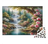 Jardín Cascada Rompecabezas 1000 Piezas Adultos Papel Acertijos Inteligentes Ilustrados Regalo Familiar 38x26cm/1000pcs