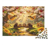 Jardín de Abejas Amanecer Soleado Puzzle de 1000 Piezas Papel para Adultos Vista Natural Juego de Puzzle 1000 Piezas Relajante Familiar 52x38cm/1000pcs