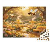 Jardín de Abejas Paisaje Puzzle de 1000 Piezas Cartón Puzzle para Adultos Escena Natural Soleada Puzzle para Toda la Familia Relajación Enfoque Decoración Regalo 52x38cm/1000pcs