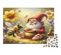 Jardín de Abejas y gnomos Puzzle 1000 Piezas Papel Reciclado para Adultos Puzzle para Adultos Imposible difícil desafiante Juego Familiar Divertido Excelente Idea de Regalo 52x38cm/1000pcs