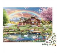 Jardín de cabañas de fantasía Puzzles 1000 Piezas Papel Reciclado para Adultos Puzzle para Adultos Juego Educativo para descompresión Regalo Divertido para casa Excelente Idea de Regalo