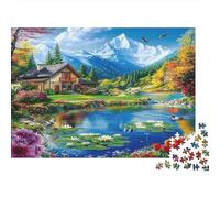 Jardín de cabañas de montaña Puzzles 1000 Piezas Papel Reciclado para Adultos Puzzle para Adultos Juego Familiar Divertido y desafiante Excelente Idea de Regalo para la descompresión 38x26cm/1000pcs