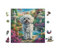 Jardín de Cachorro Westie Rompecabezas 100 Piezas Cartón Resistente para Mayores Desarrollo Lógica Entretenimiento Toda La Familia Decoración Salón Reyes Magos 28x28cm