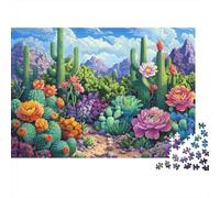 Jardín de Cactus en Desierto Rompecabezas Difícil de 1000 Piezas para Adultos Jardín de Cactus Vibrante en Montañas Premium Robusto Desafiante Alivio del Estrés 52x38cm/1000pcs