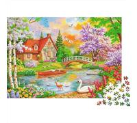 Jardín de casa Rural Rompecabezas 1000 Piezas, Casa Rural con Vista al Estanque, Estético y Desafiante, Decoración Hogar, Juguete Educativo, Entretenimiento Creativo