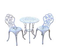 JARDIN DE CENTENNIAL Juego de bistró para Patio. Juego de Mesa de bistró de Aluminio Fundido Resistente al óxido con Agujero para sombrilla para Patio Trasero (Blanco Rosa)