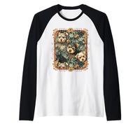 Jardín de Flores de Cachorros de Yorkshire Terrier Camiseta Manga Raglan
