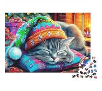 Jardín de Gatos Iluminado por la Luna 1000 Piece Recycled Cardboard Gato Lindo Cozy Jigsaw Puzzle Set Brain Training Home Fun Great Gift for Puzzle Enthusiasts Family Friends 52x38cm/1000pcs