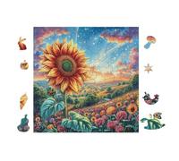 Jardín de Girasoles Rompecabezas 100 Piezas Cartón para Principiantes Días Lluviosos Tiempo Libre En Casa para Reyes Magos Detalle De Cumpleaños 28x28cm