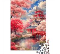 Jardín de la Pagoda Roja Rompecabezas 1000 Piezas Regalo Hombre Mujer Acertijos Papel Adultos Familia DIY Decoración Familiar 70x50cm/1000pcs
