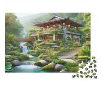 Jardín de la Villa Oriental Puzzle 1000 Piezas Papel Reciclado para Adultos Puzzle para Adultos Juego Familiar Divertido Imposible difícil desafiante Excelente Idea de Regalo 52x38cm/1000pcs