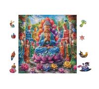 Jardín de Loto con Buda Rompecabezas 100 Piezas Cartón Resistente para Mayores Desarrollo Lógica Entretenimiento Toda La Familia Decoración Salón Reyes Magos 28x28cm