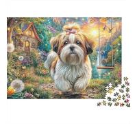 Jardín de Perros mágicos 1000 Piece Recycled Cardboard Perro Arco Jigsaw Puzzle Set Brain Training Home Fun Great Gift for Puzzle Enthusiasts Family Friends 38x26cm/1000pcs