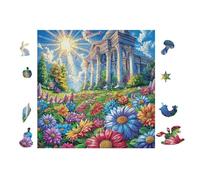 Jardín de Templo Antiguo Rompecabezas 100 Piezas Cartón para Expertos Mejora Atención Diversión Grupal Decoración Artística Regalo Navideño Original 28x28cm