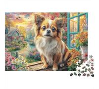 Jardín del Chihuahua 500 Piece Estilo de Dibujos Animados Puzzle para Adultos Divertido Decoración, Juego Intelectual, Alivio del Estrés, Juego Educativo, Relajación E Inteligencia (500pcs (52x38cm))