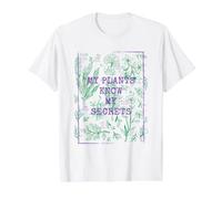Jardín Divertido Mis Plantas conocen mis Secretos Jardinería Camiseta gráfica económica, Hombre, Blanco, M