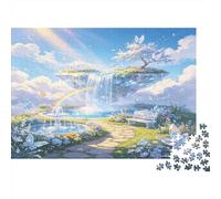 Jardín Fantasía Celeste Puzzle de 1000 Piezas Papel para Adultos Cascada de Ensueño Vista Natural Relajación Atención Puzzle Familiar Decoración Regalo 70x50cm/1000pcs