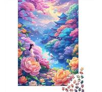 Jardín Fantástico Arquitectura Tradicional Puzzle de 1000 Piezas Papel para Adultos Relajación Decoración Hogar 38x26cm/1000pcs