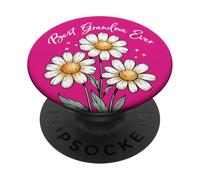 Jardín Floral Blanco Día de la Madre Best Grandma Ever Margaritas PopSockets PopGrip Adhesivo