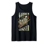 Jardín Gángster Divertido Esqueleto Jardinero Vintage Jardinería Camiseta sin Mangas
