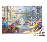 Jardín Invernadero de Cristal Puzzle de 1000 Piezas Papel Escena de Mariposas Puzzle para Adultos Relajación Decoración Regalo 38x26cm/1000pcs