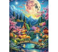 Jardín japonés a la luz de la Luna Rompecabezas 300 Piezas Cartón Grueso para Coleccionistas Eventos Team Building Relajación Mental Ocio En Casa Reyes 300 PCS