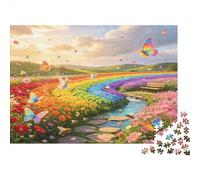 Jardín Mariposa Arcoíris Puzzle de 1000 Piezas Juego de Puzzle 1000 Piezas para Adultos Papel Entorno Multicolor Relajación Familia Decoración Hogar Regalo 38x26cm/1000pcs