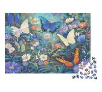 Jardín Mariposas Coloridas Puzzle 1000 Piezas Mariposas Flores Silvestres Cartón Resistente Regalo Amigos Antiestrés 70x50cm