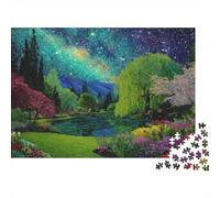 Jardín Nocturno Estrellado Rompecabezas 1000 Piezas, Escena de jardín fantástico de Noche Estrellada, Estético y Desafiante, Entretenimiento Creativo, Regalo para Mujeres y Hombres, Decoración Hogar