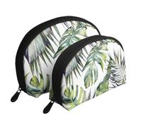 Jardín Tropical, Bolsa de Maquillaje de Concha, Monedero pequeño para Mujer, Bolsa de artículos de tocador, Bolsa de cosméticos, 2 Piezas