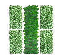 jardin vertical artificial Valla extensible con mampara de privacidad, 4 paneles decorativos hiedra artificial for balcón y patio (hojas una sola cara)