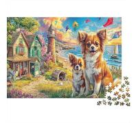 jardín Yorkie Rompecabezas 1000 Piezas jardín Yorkie Art Print Estéticos Y Desafiantes Decoración del Hogar Regalo para Familiares/Parejas para Adultos Y Niños Mayores De 8 Años 52x38cm/1000pcs