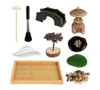 Jardín Zen de Mesa,Kit de Arena para Jardín Zen | Bandeja de de Madera de Mesa para jardín Zen | Herramientas de rastrillo para Plantas, decoración del hogar de Estilo japonés para oficinas