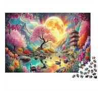 Jardín Zen Japonés Rompecabezas Clásico De 1000 Piezas Cartón Reciclado Luna y Pagoda Coordinación Ojo-Mano, Tiempo Libre, Regalo De Cumpleaños para Adolescentes 12+ 52x38cm/1000pcs