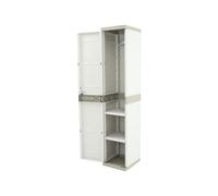 JARDIN202 - Armario Taquilla de Resina | Titanium Beige | Mueble Modular Exterior e Interior con Cerradura de Seguridad y 3 Estantes Regulables | 35 x 44 x 176 cm
