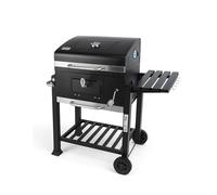 JARDIN202 - Barbacoa de Carbón Alabama Grande con Ruedas, Termómetro y Altura Ajustable | Parrilla Grill de Carbón con Carrito y Tapa | Negro
