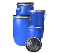 JARDIN202 - Bidón de Plástico de Boca Ancha Azul | Homologado para Uso Alimentario | Cierre Hermético Reforzado | Contenedor Apilable para Agua, Aceite, Pienso | Cierre Ballesta | 50 LITROS (Con Asas)