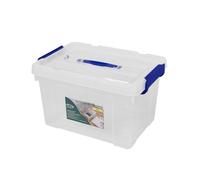 JARDIN202 - Cajas de Almacenamiento Transparentes con Tapa Azul | Caja de ordenación | Pack 2 uds (25L)
