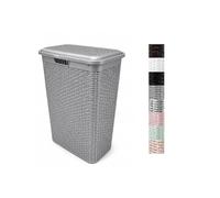 JARDIN202 - Cesto Ropa Sucia Pongotodo con Tapa y Asas | Cesta Colada Plástico Ratán | Cubo Ropa Sucia | Baño Dormitorio | 38L/48L/60L | 48 Litros (Gris)