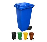 JARDIN202 - Contenedor de Basura Reciclables de Colores con Ruedas y Mango Antideslizantes | 120L, 240L, 360L, 800L y 1100L | 360 L (Azul)