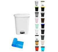 Jardin202 - Cubo basura plástico moderno | Apertura con pedal | Cubo reciclar | 27 litros + Bolsas (Blanco - Blanco)