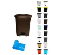 Jardin202 - Cubo basura plástico moderno | Apertura con pedal | Cubo reciclar | 27 litros + Bolsas (Marrón - Marrón)
