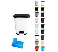 Jardin202 - Cubo basura plástico moderno | Apertura con pedal | Cubo reciclar | 27 litros + Bolsas (Negro - Blanco)